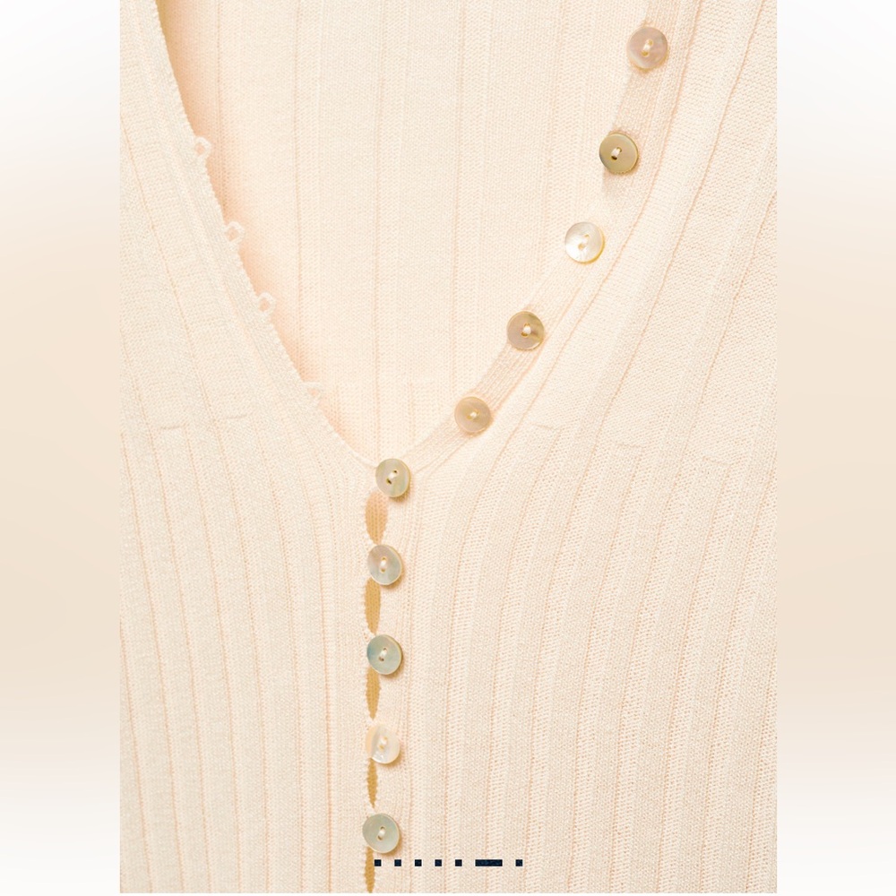 Mango Cream Ribbed Button-Front Cardigan - Picture 5 of 8